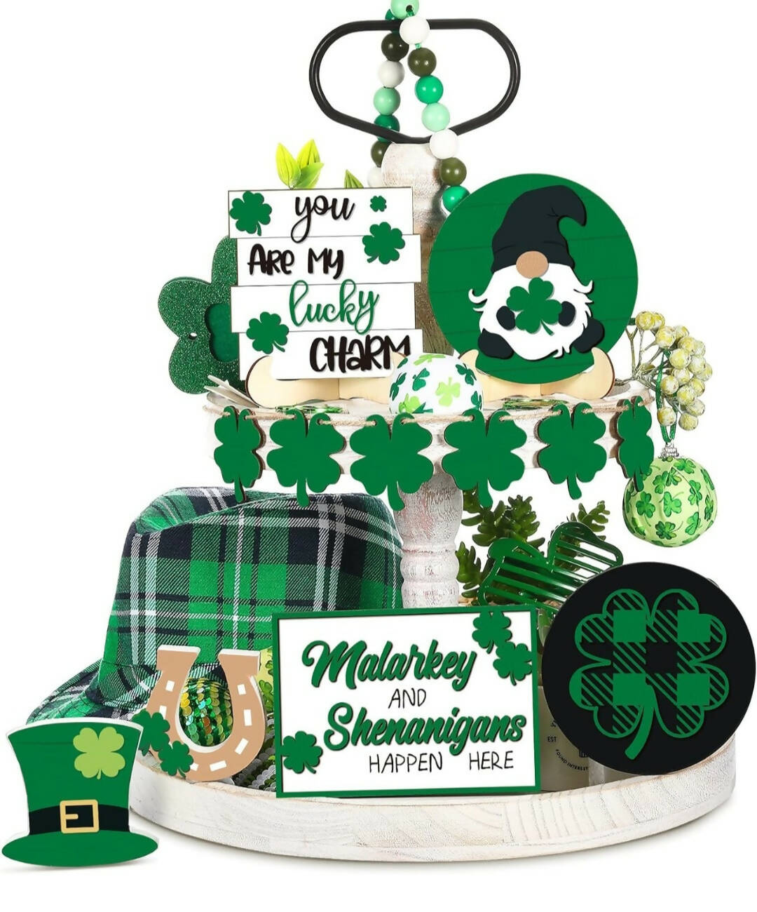 St. Patrick's tiered tray decor