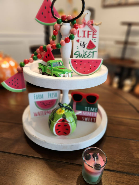 Watermelon Tiered tray with Decor