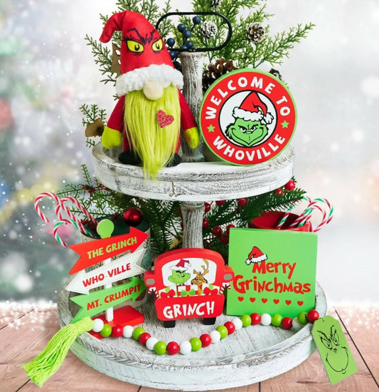 Grinch tiered tray