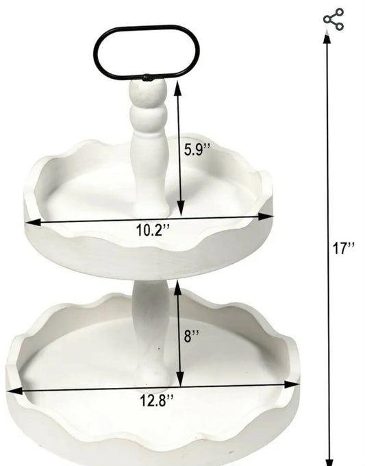 2 tiered white wavy tray