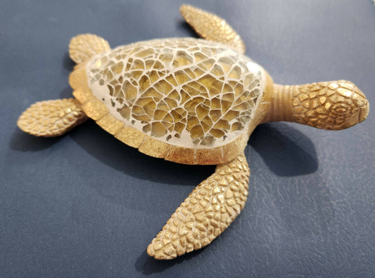 Resin Turtle Gold - crackle glass