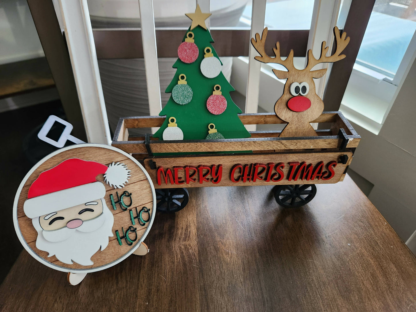 Wooden wagon with Santa