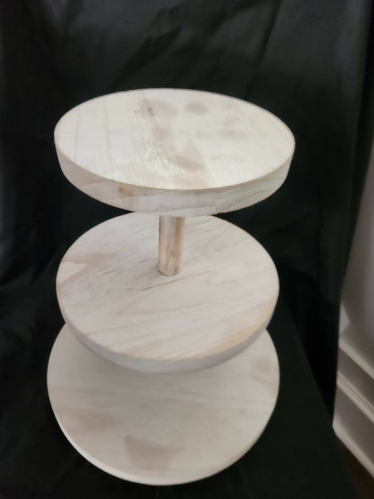 Short 3 tiered white wood tray